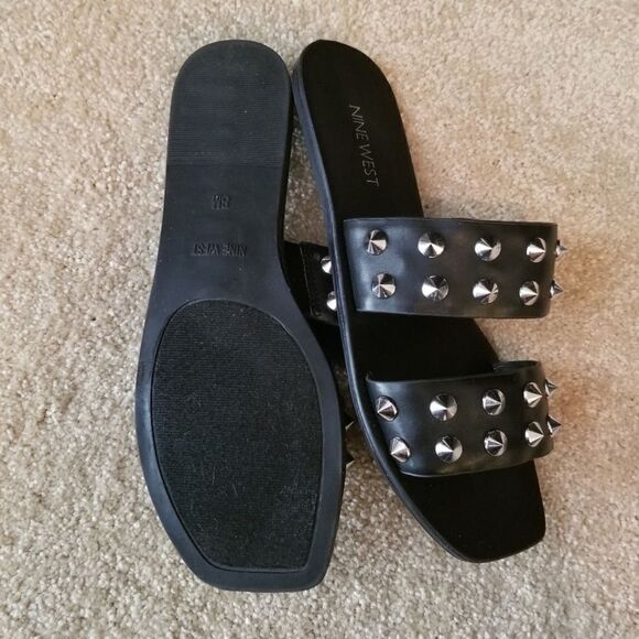 Black Nine West Studded Sandals 8M - Picture 5 of 6